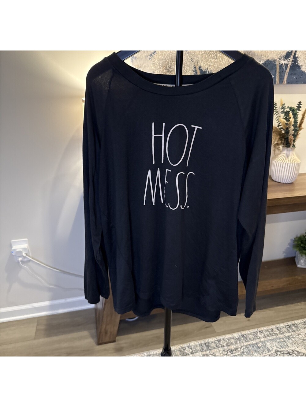Rae Dunn Sleep Shirt Black Hot Mess Size L